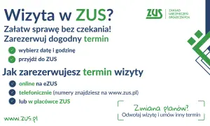 Zarezerwuj wizytę w ZUS bez czekania. Wybierz dogodny termin online, telefonicznie lub w placówce. Zmiana planów? Odwołaj wizytę i umów inny termin. www.zus.pl