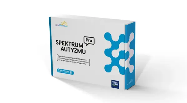 Opakowanie programu "Spektrum Autyzmu Pro" wspierającego terapię dziecka ze spektrum autyzmu.