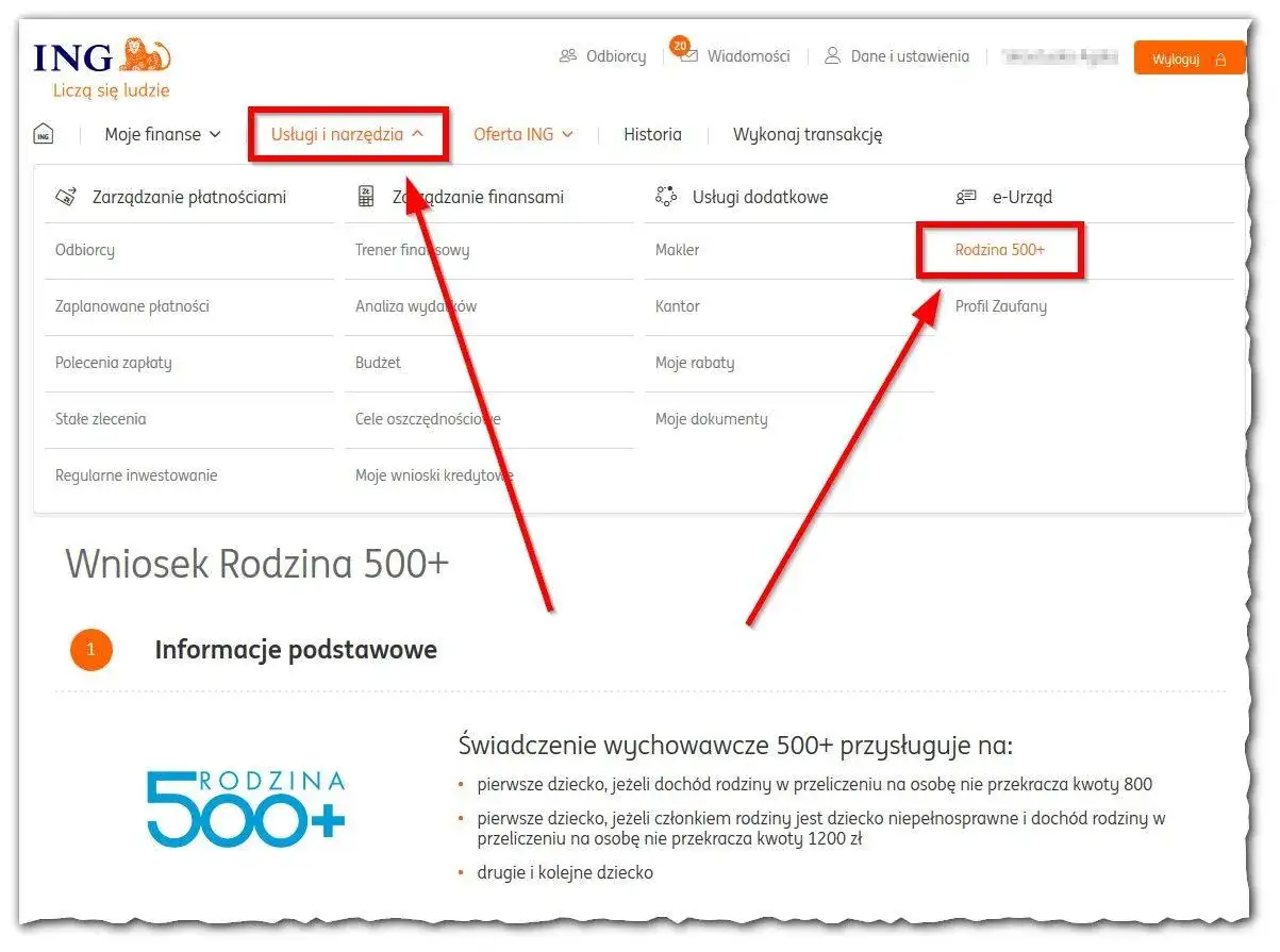 Wniosek Rodzina 500+ w ING. Czy 800 plus wlicza się do dochodu? Informacje o świadczeniu.
