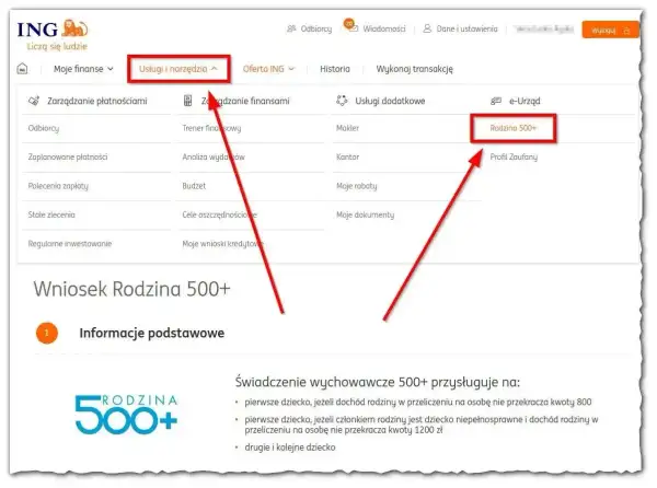 Wniosek Rodzina 500+ w ING. Sprawdź, czy 800 plus wlicza się do dochodu przy składaniu wniosku.