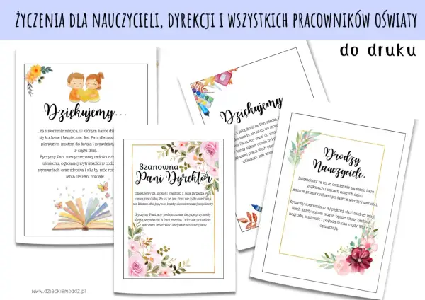 Życzenia dla nauczycieli i dyrekcji przedszkola. Podziękowania za pracę, troskę i poświęcenie.